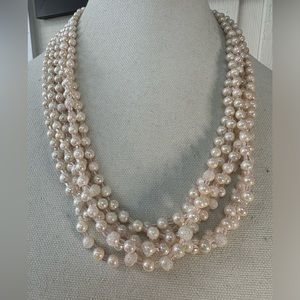 Vintage sugar snow coated pastel pink iridescent necklace